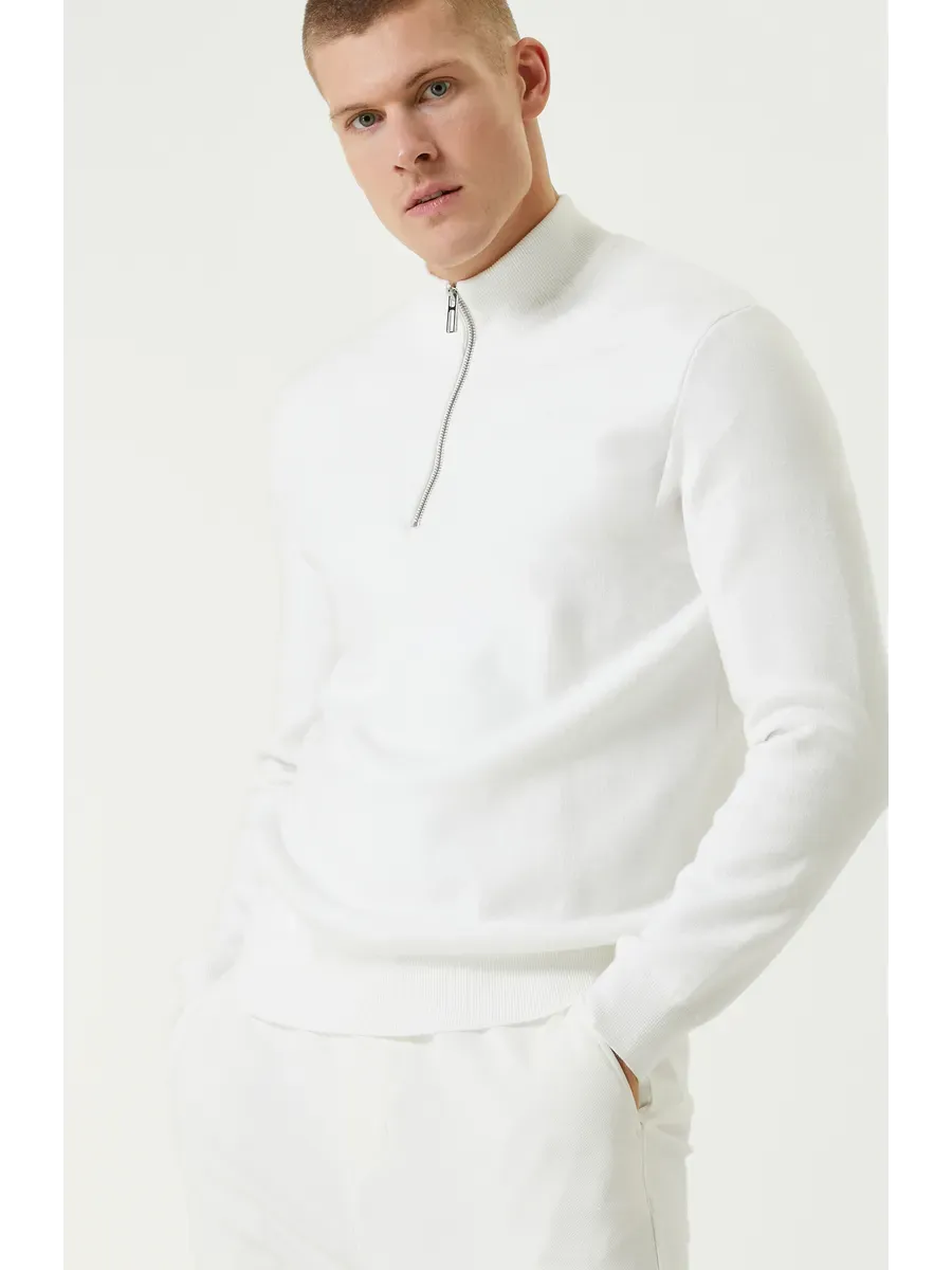 SANTIAGO - PULL ZIPPE BLANC