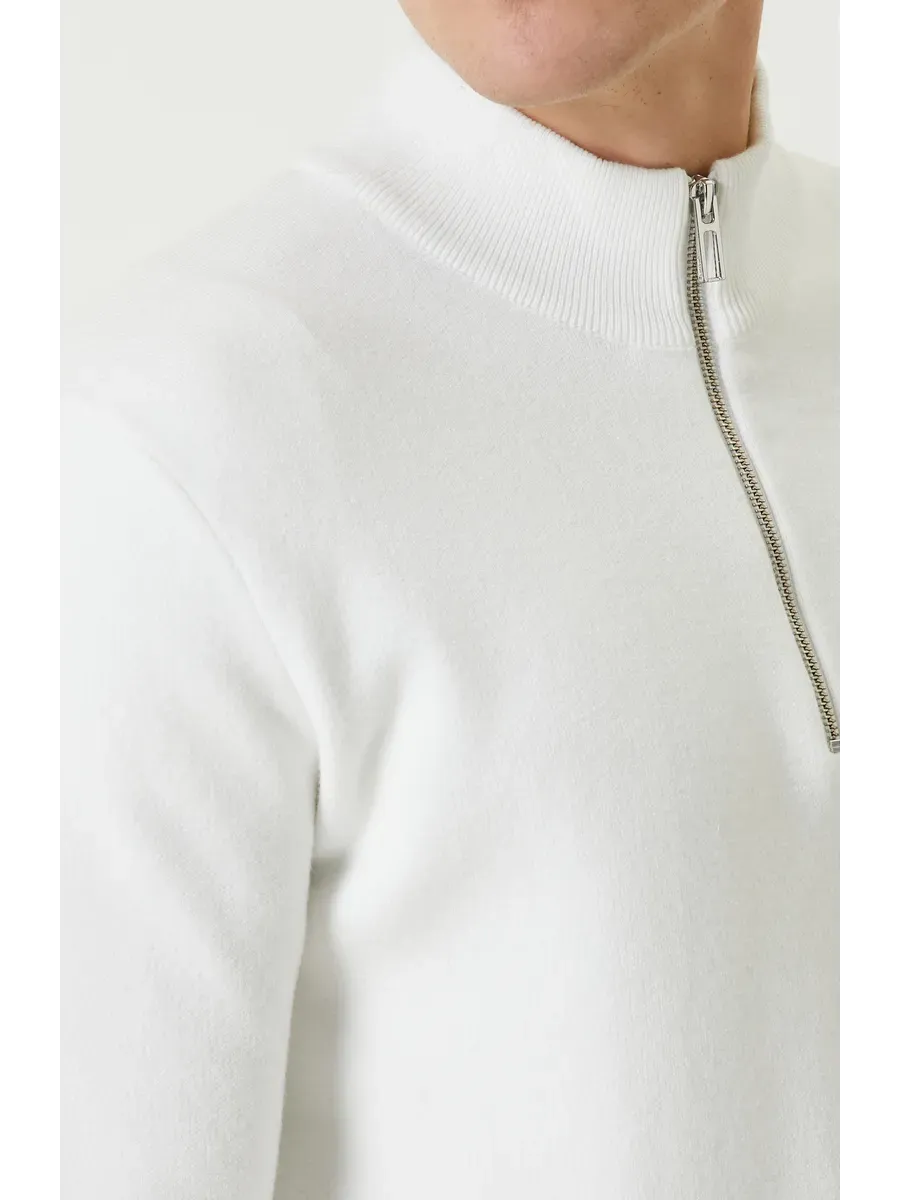 SANTIAGO - PULL ZIPPE BLANC