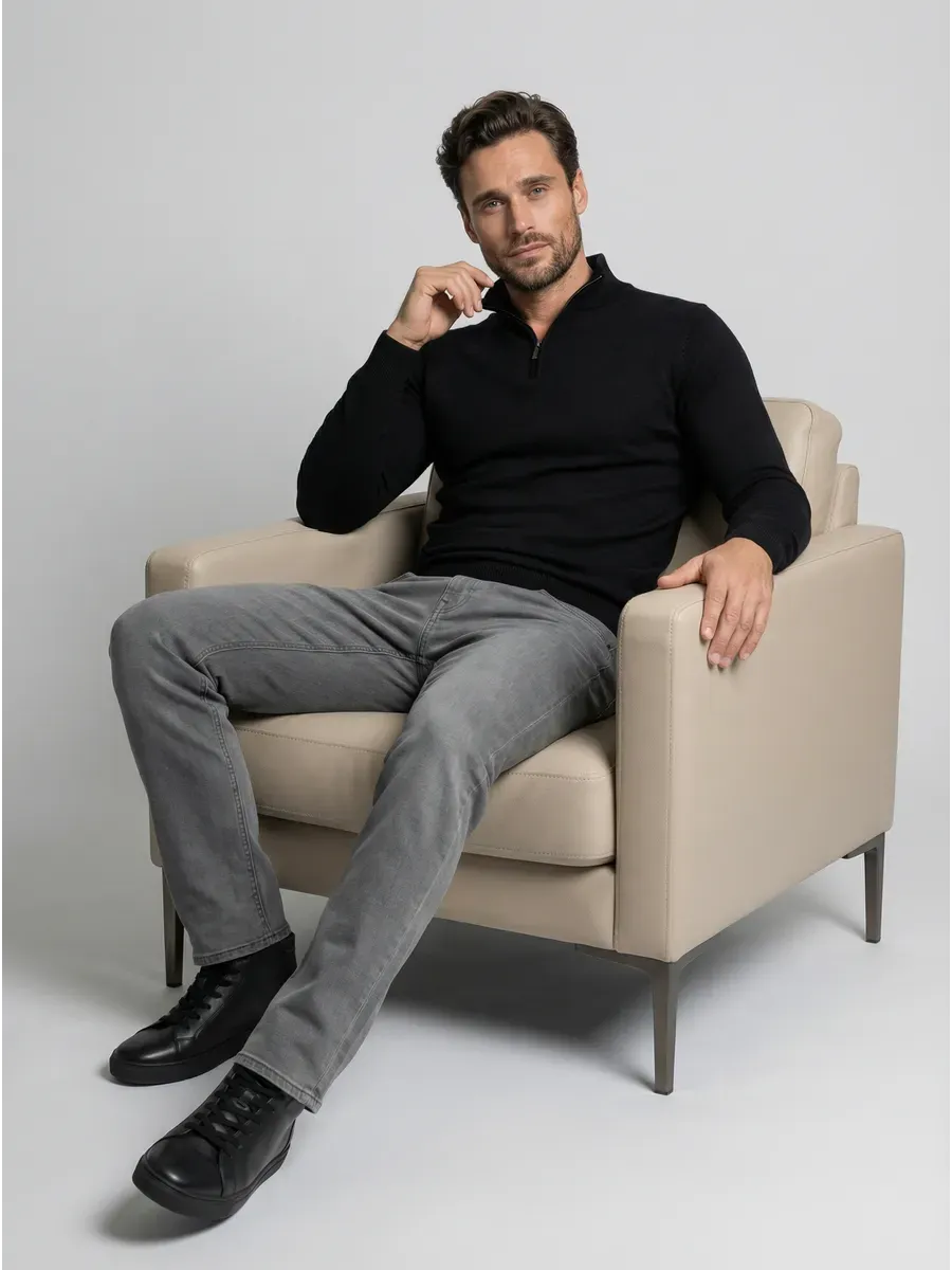 SANTIAGO - PULL ZIPPE NOIR