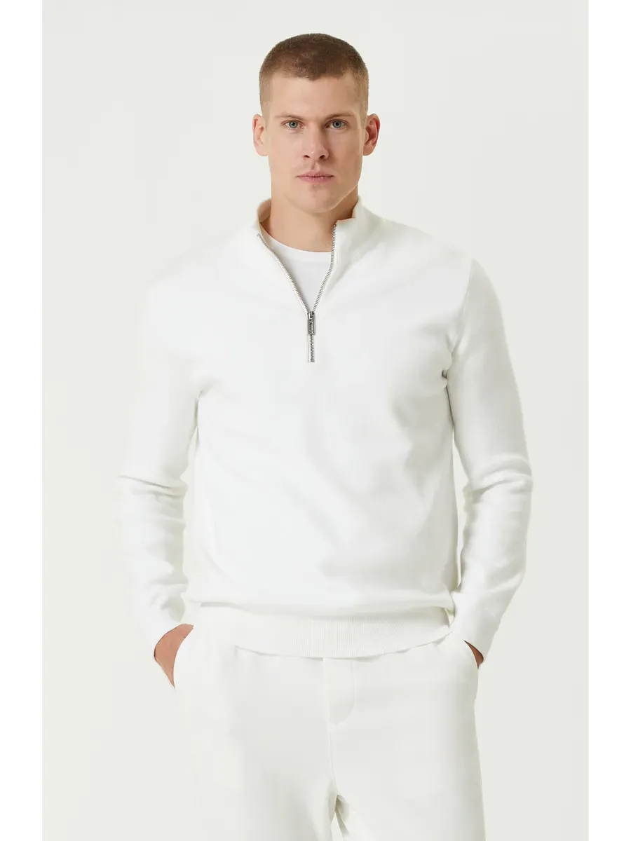 SANTIAGO - PULL ZIPPE BLANC